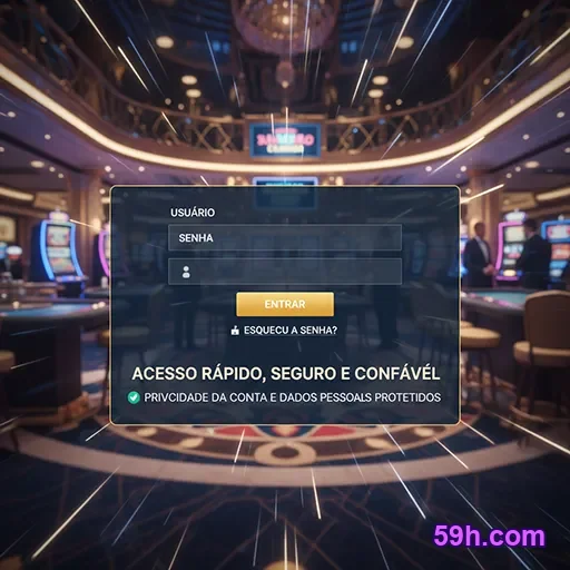 Tela mobile do site oficial 59h.com com login seguro